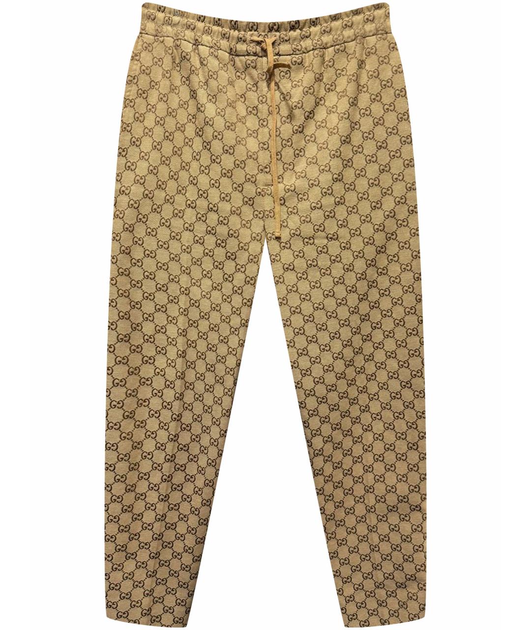 GUCCI Золотые повседневные брюки, фото 1