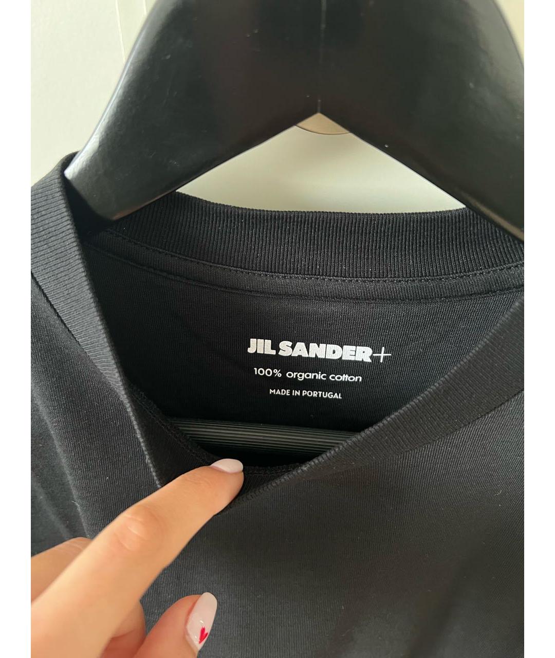 JIL SANDER Черная хлопковая футболка, фото 4