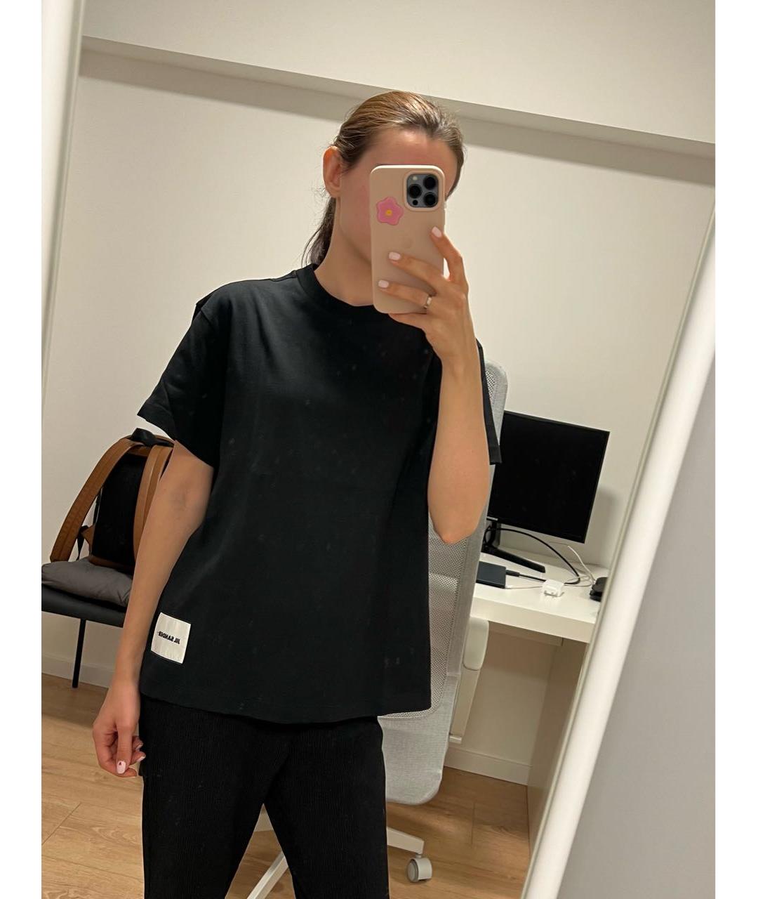JIL SANDER Черная хлопковая футболка, фото 7