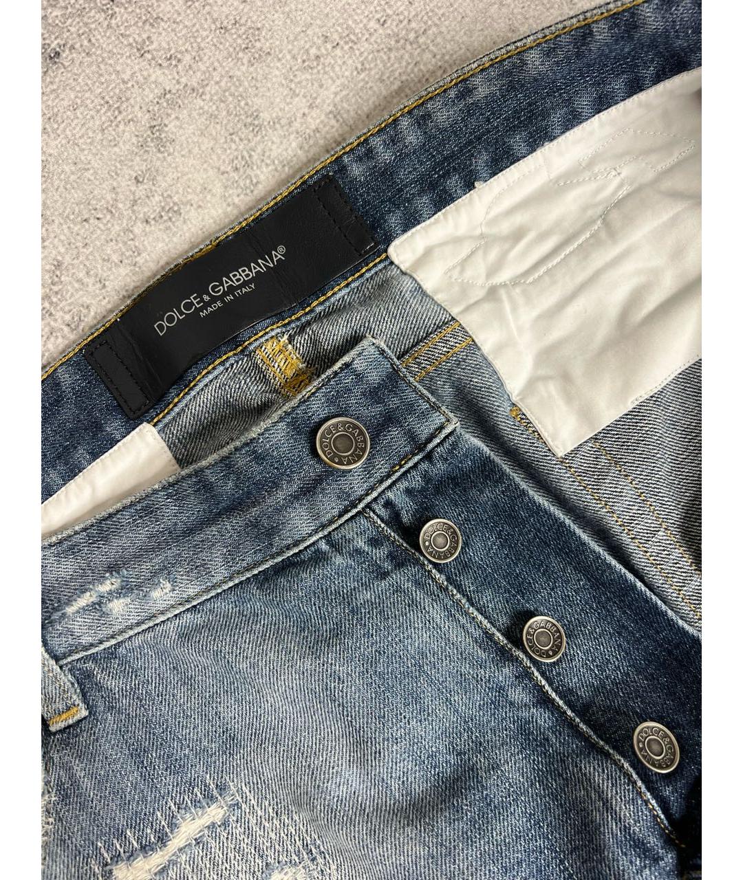 DOLCE&GABBANA Голубые хлопковые прямые джинсы, фото 8