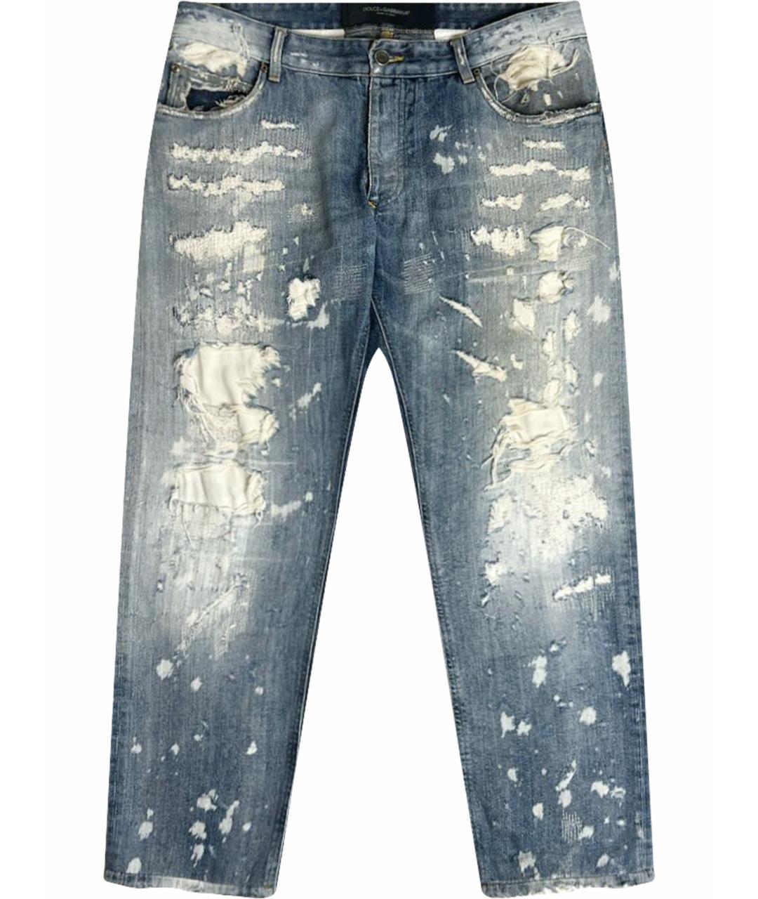 DOLCE&GABBANA Голубые хлопковые прямые джинсы, фото 1