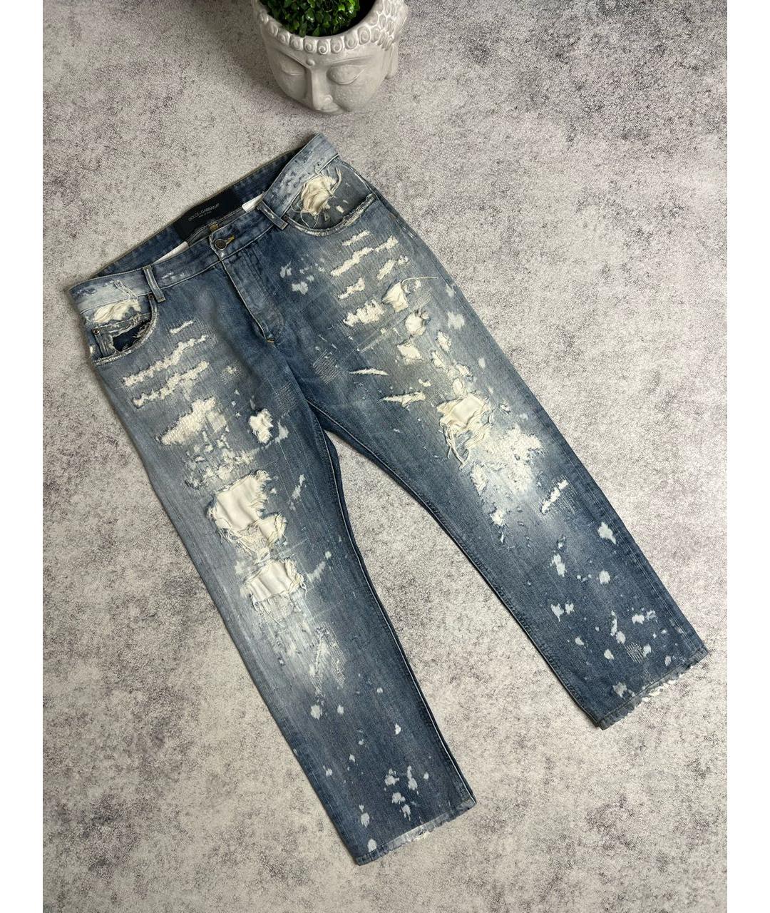 DOLCE&GABBANA Голубые хлопковые прямые джинсы, фото 9