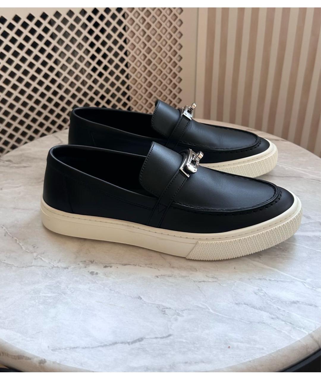HERMES Черные кожаные лоферы, фото 7