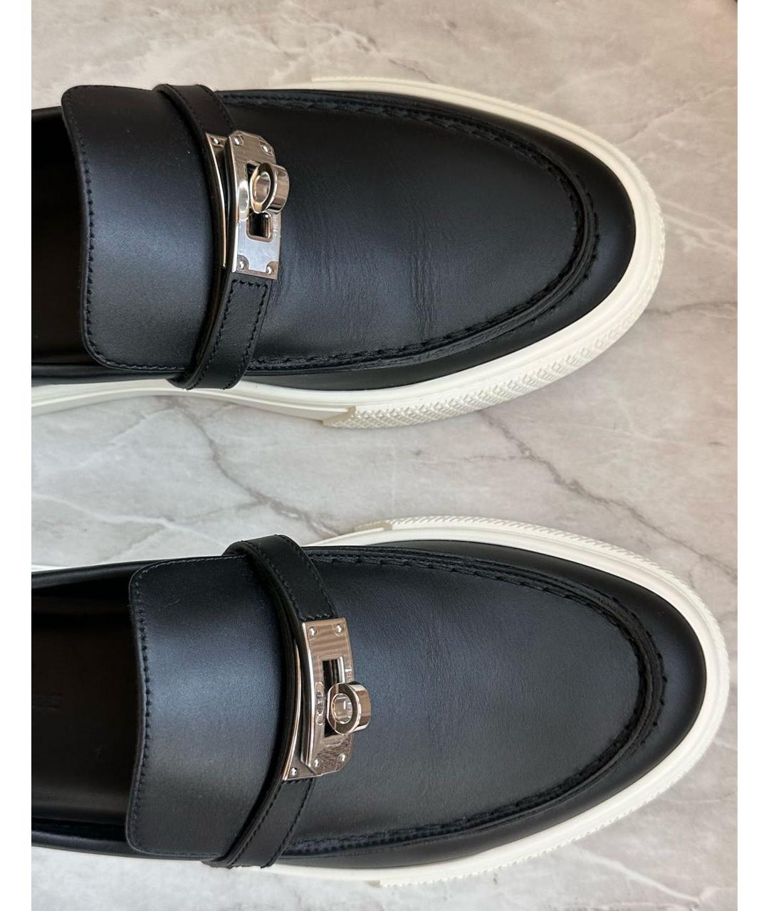 HERMES Черные кожаные лоферы, фото 5