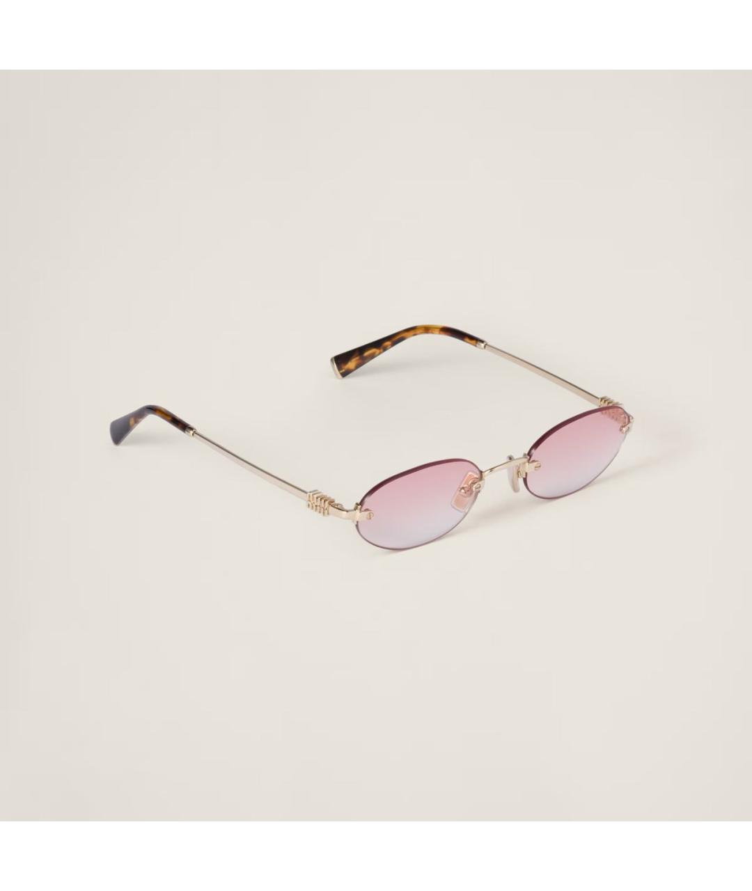 MIU MIU Золотые металлические солнцезащитные очки, фото 5