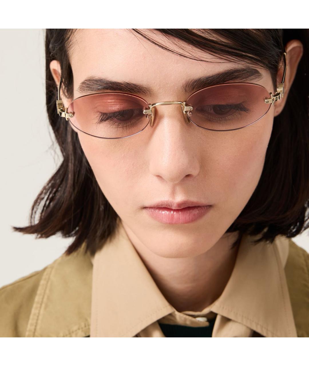 MIU MIU Золотые металлические солнцезащитные очки, фото 3