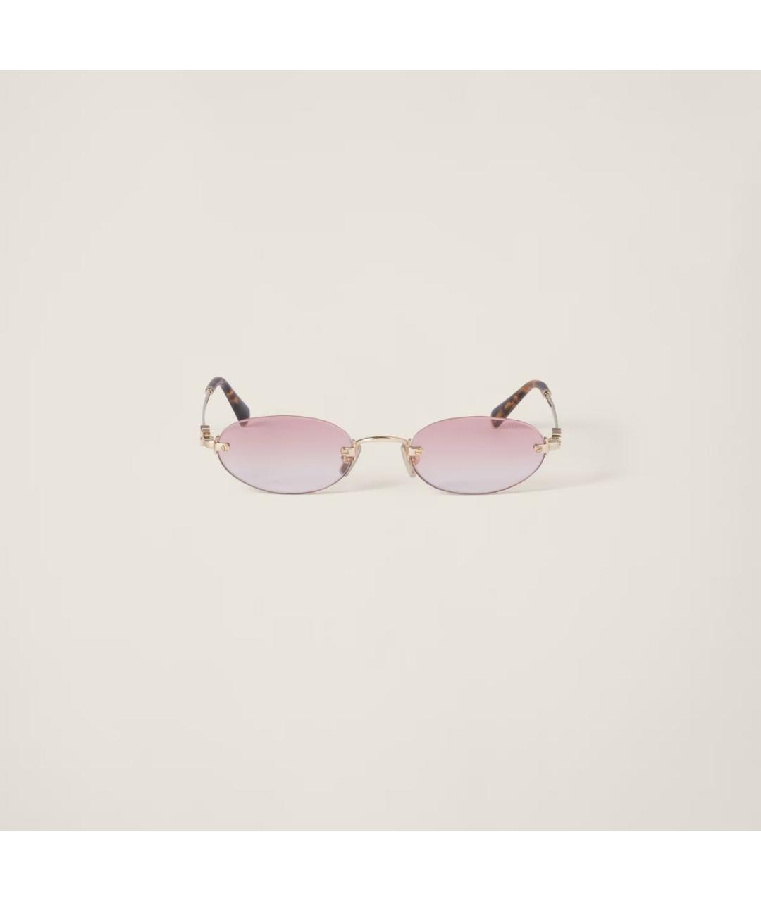MIU MIU Золотые металлические солнцезащитные очки, фото 2