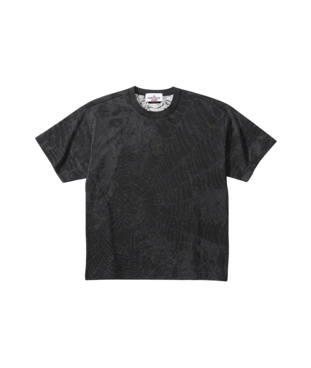 SUPREME Черная хлопковая футболка, фото 2