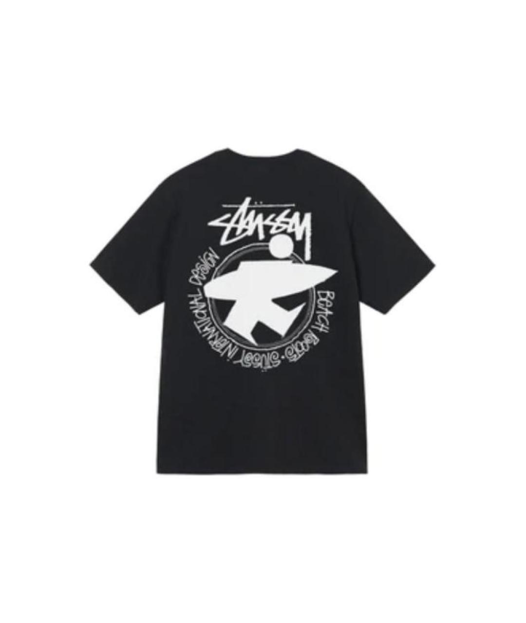 STUSSY Черная хлопковая футболка, фото 2
