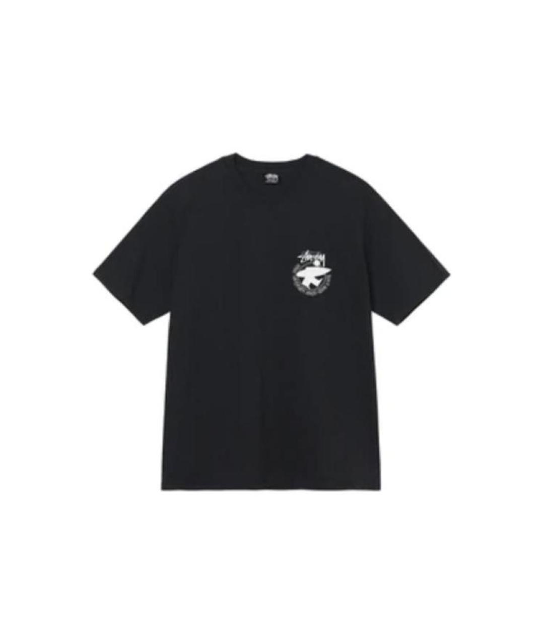 STUSSY Черная хлопковая футболка, фото 1