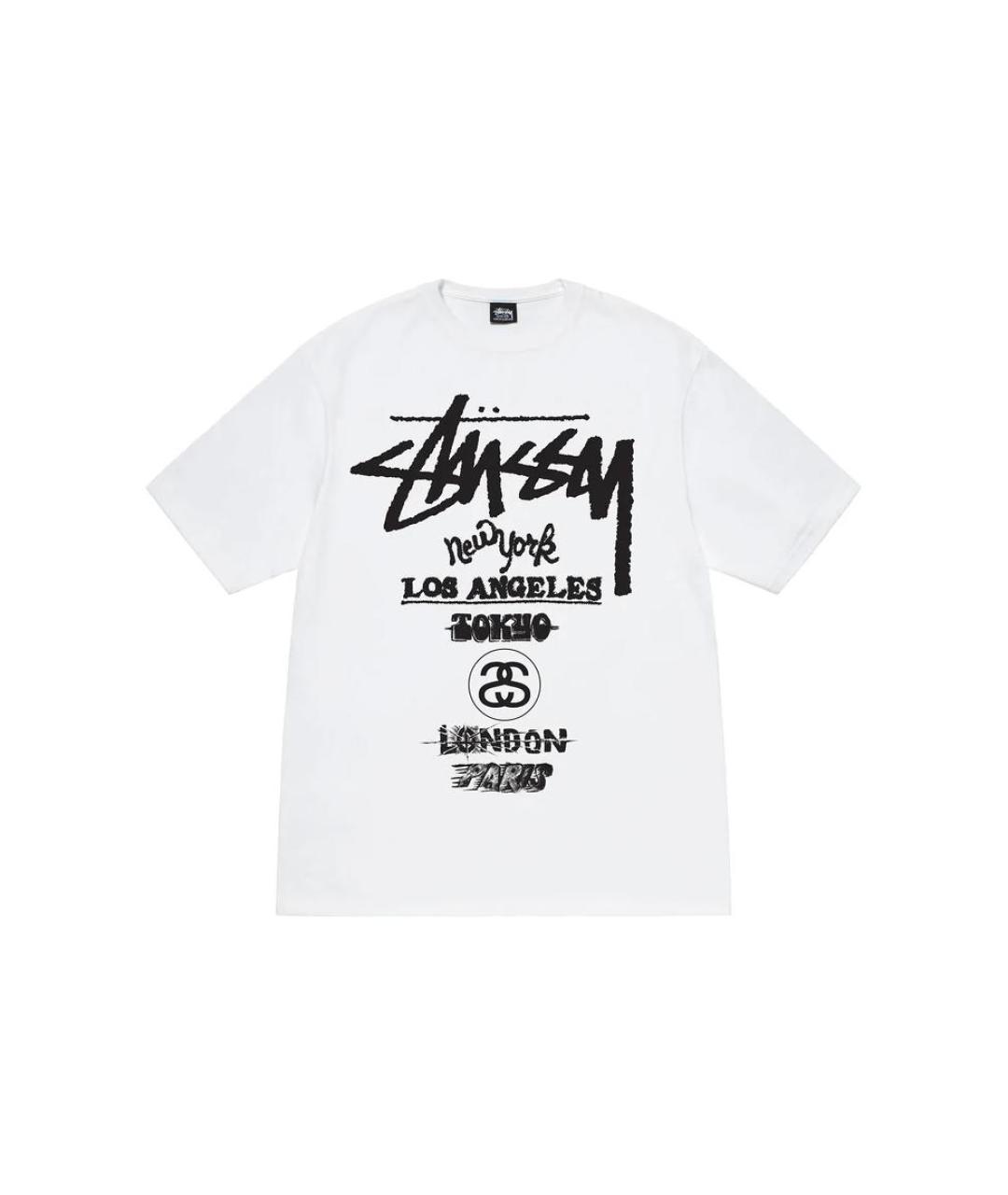 STUSSY Белая хлопковая футболка, фото 1