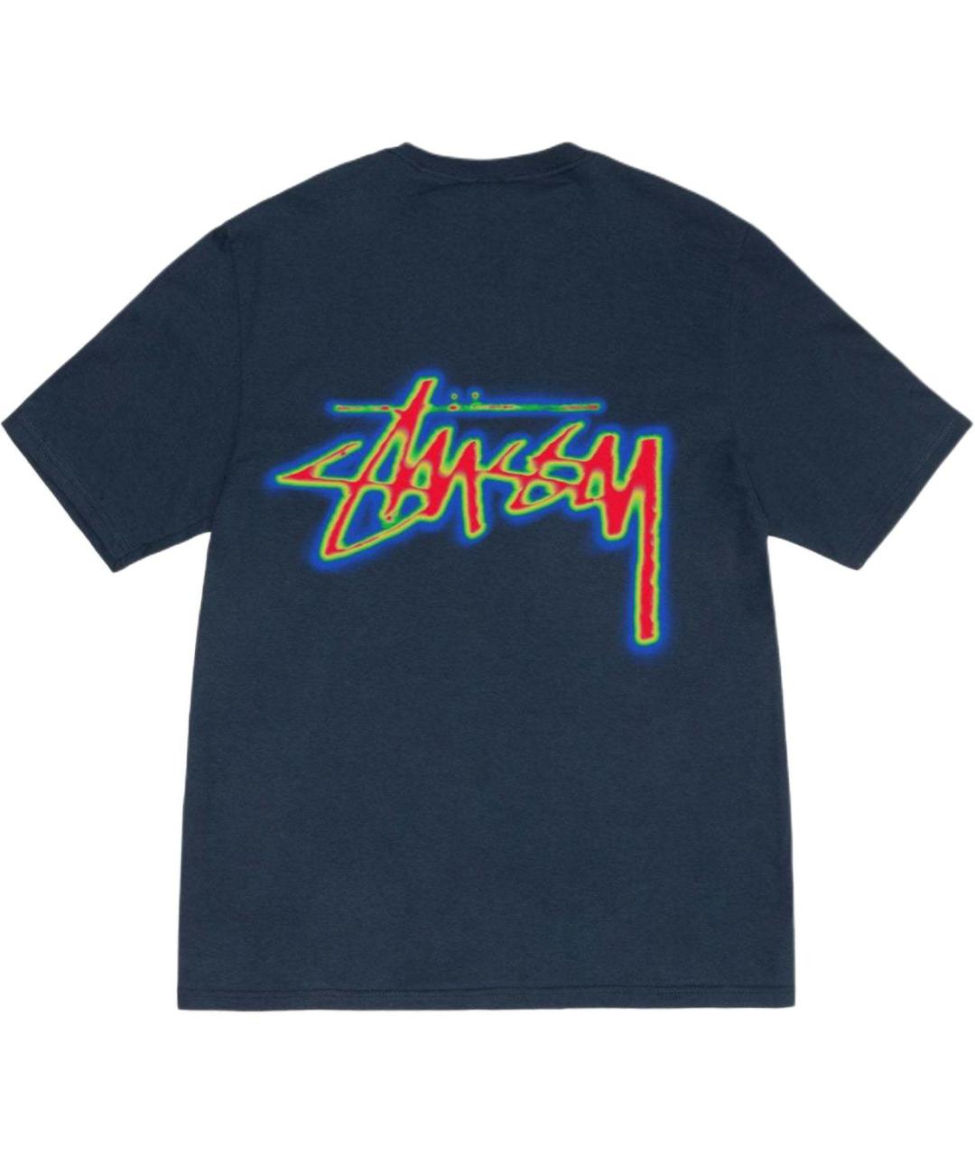 STUSSY Темно-синяя хлопковая футболка, фото 2