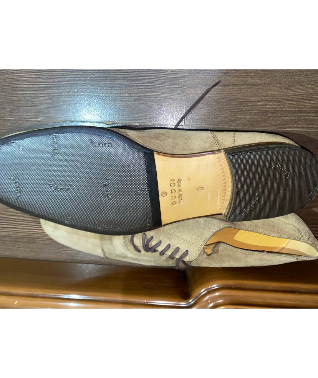GUCCI Бежевые замшевые туфли, фото 4