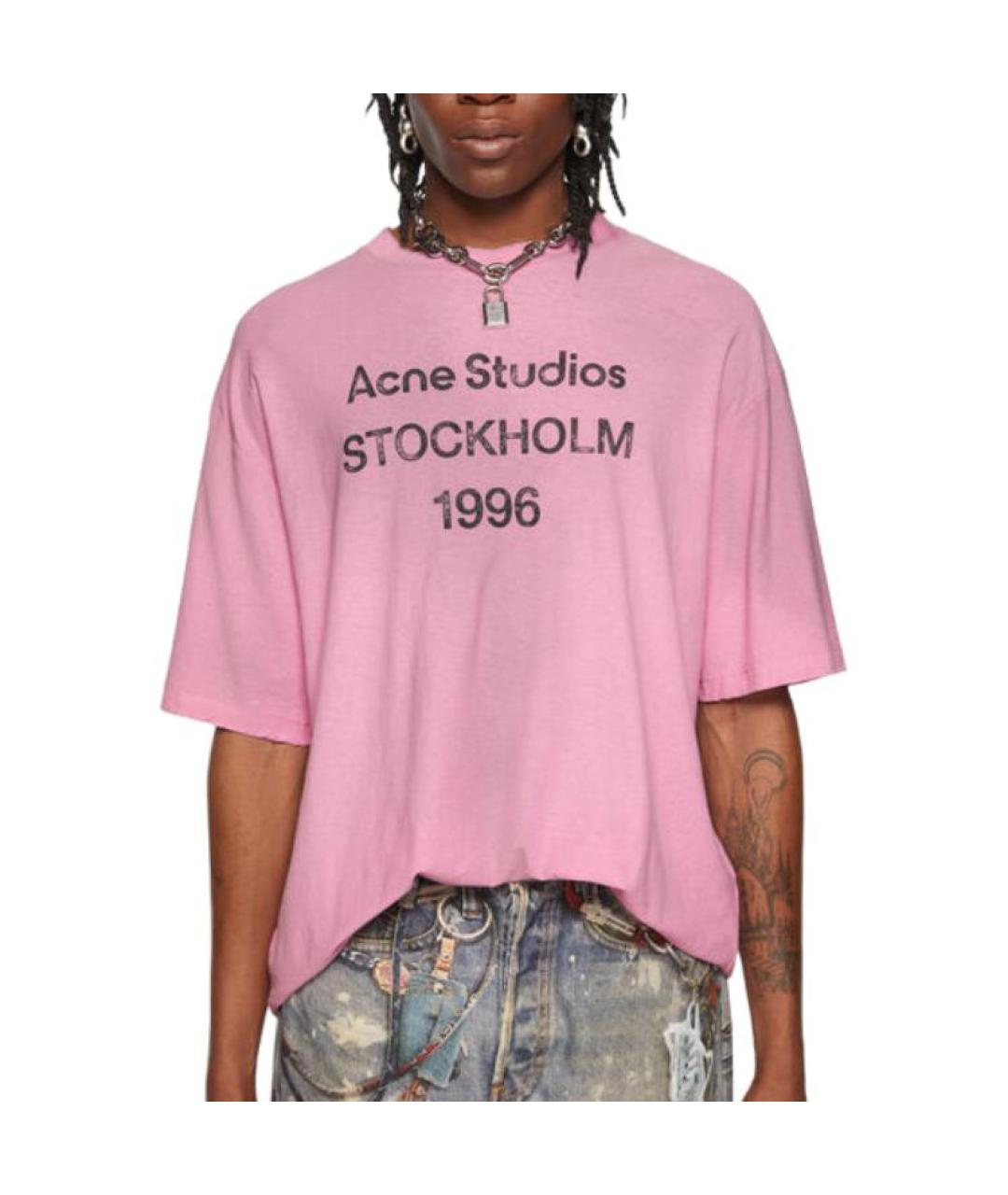 ACNE STUDIOS Розовая хлопковая футболка, фото 3