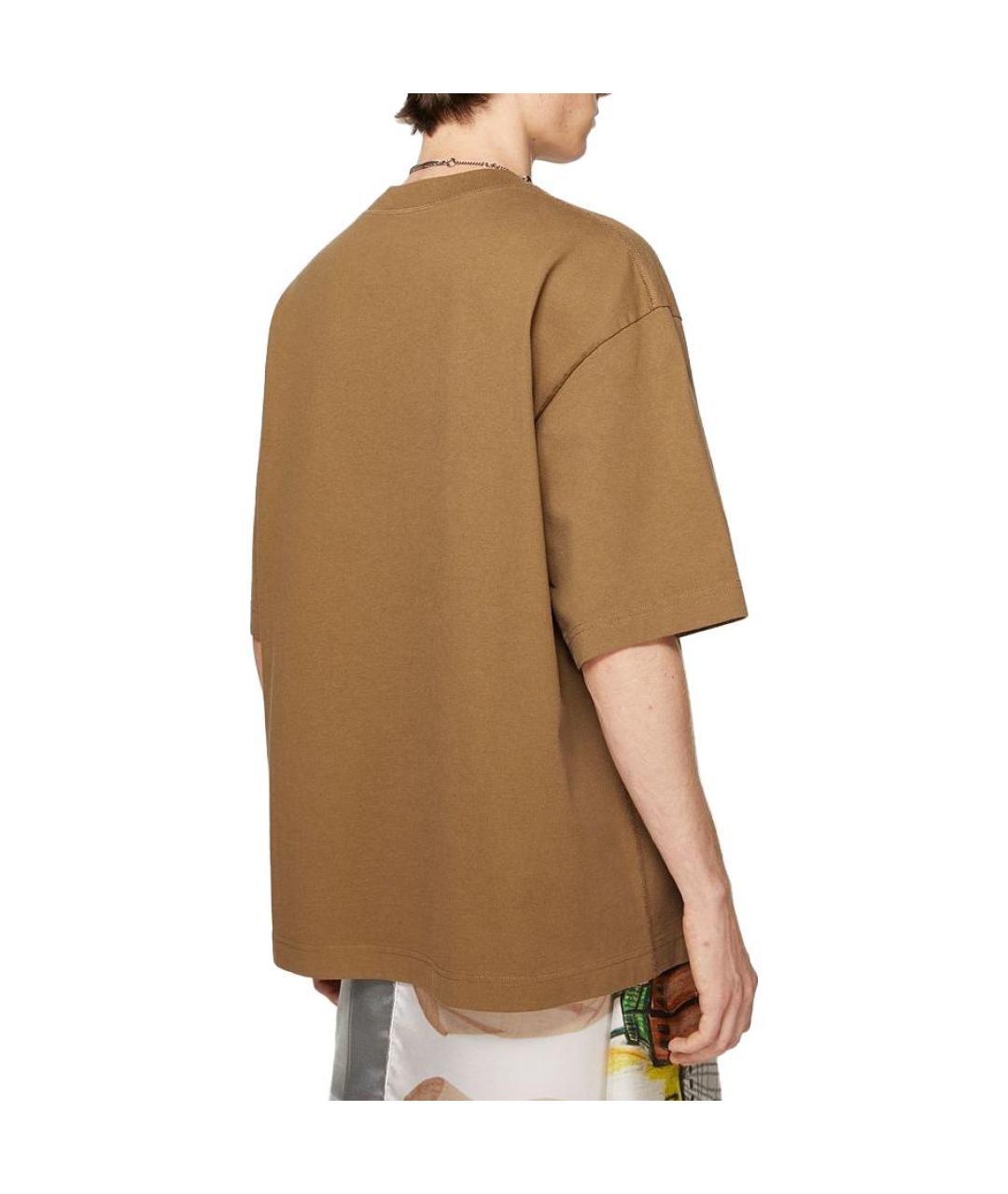 ACNE STUDIOS Коричневая хлопковая футболка, фото 3