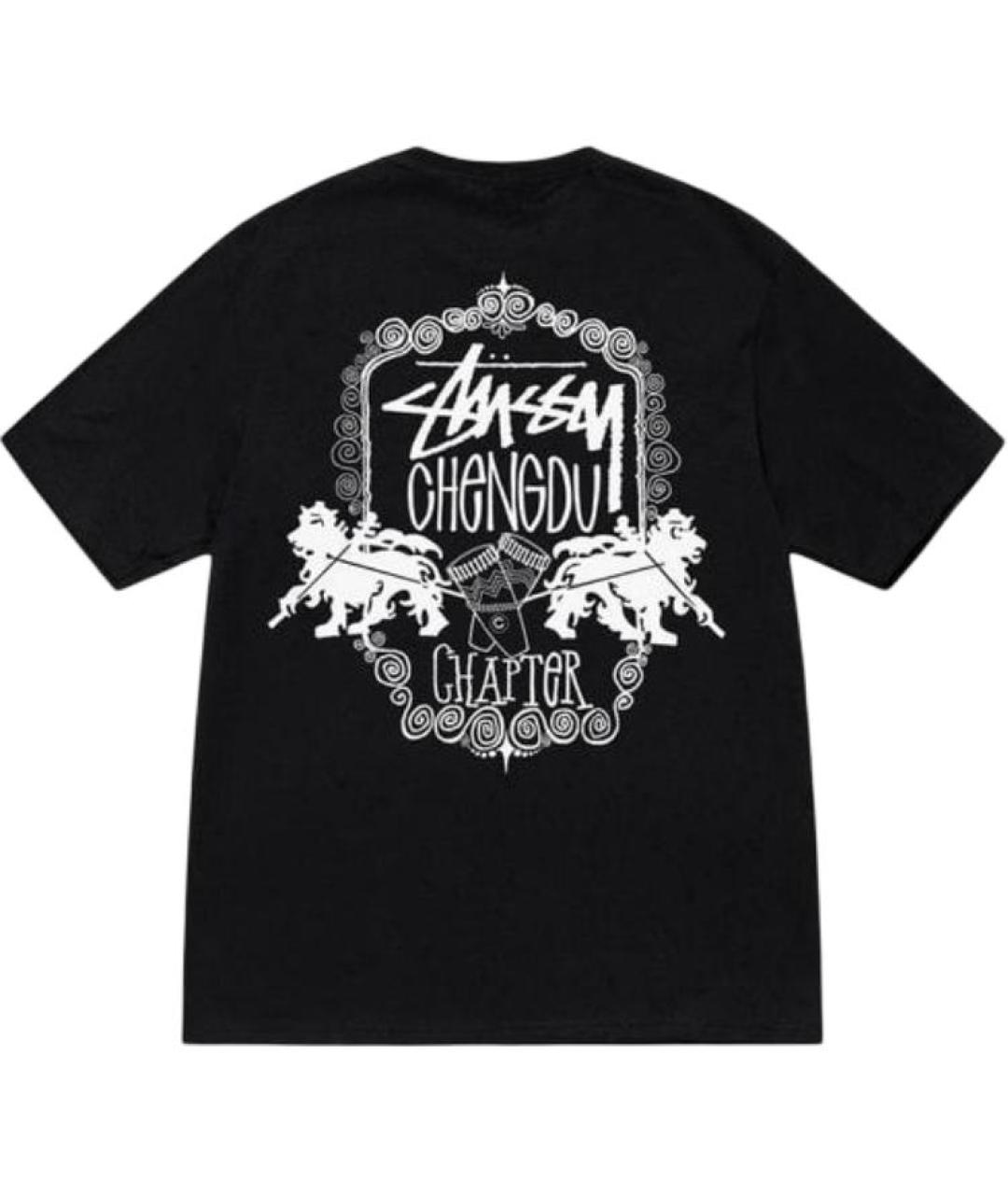 STUSSY Черная хлопковая футболка, фото 2