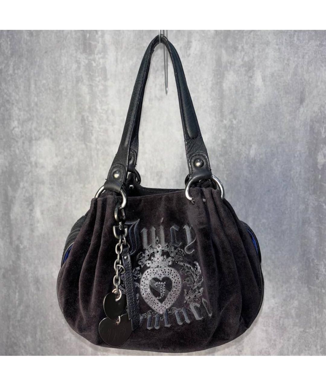 JUICY COUTURE Черная бархатная сумка тоут, фото 9