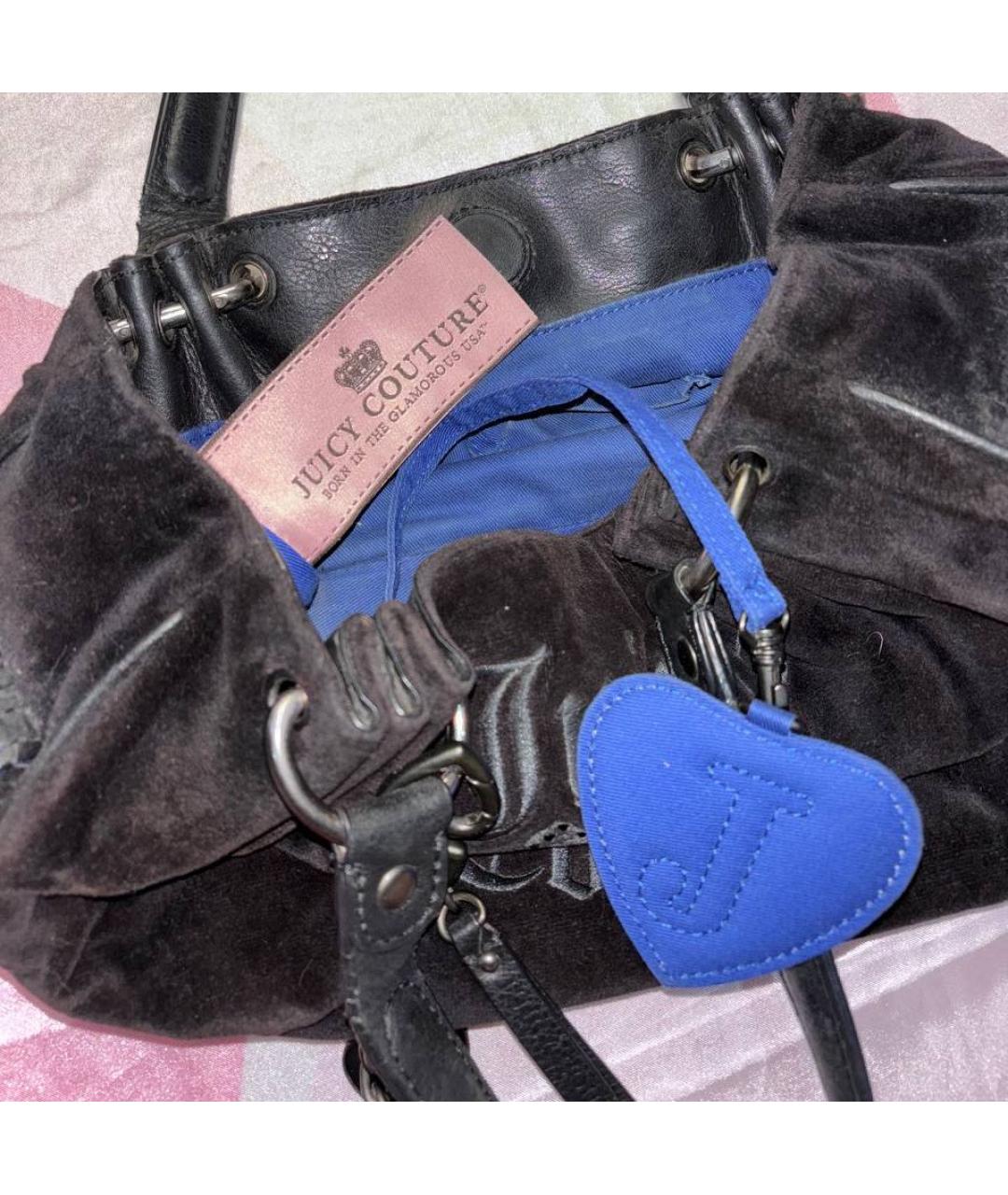 JUICY COUTURE Черная бархатная сумка тоут, фото 7