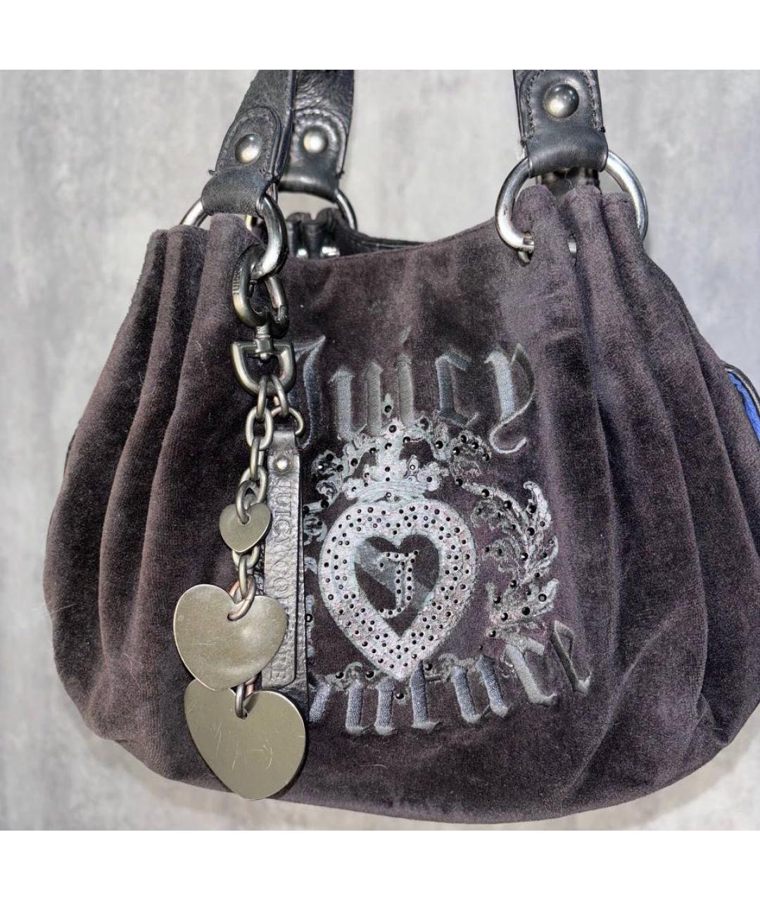 JUICY COUTURE Черная бархатная сумка тоут, фото 3