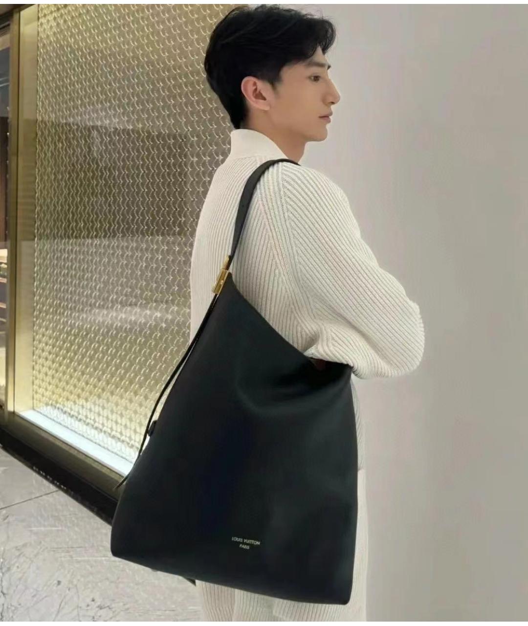 LOUIS VUITTON Черная кожаная сумка через плечо, фото 7
