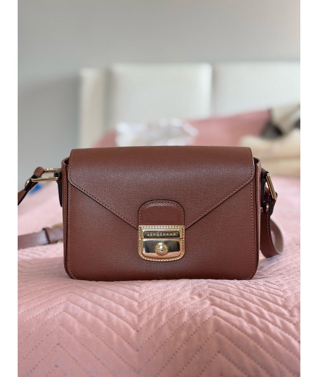 LONGCHAMP Коричневая кожаная сумка через плечо, фото 9