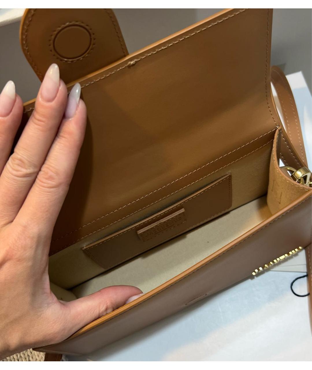 JACQUEMUS Коричневая кожаная сумка с короткими ручками, фото 5