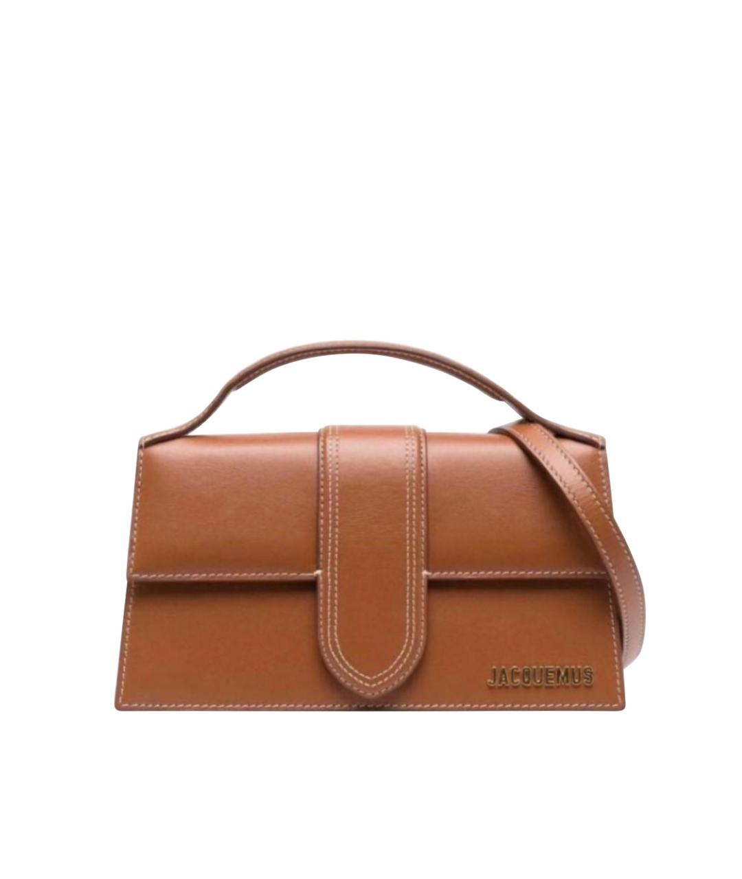 JACQUEMUS Коричневая кожаная сумка с короткими ручками, фото 1