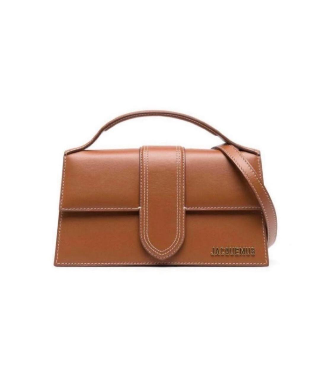 JACQUEMUS Коричневая кожаная сумка с короткими ручками, фото 6