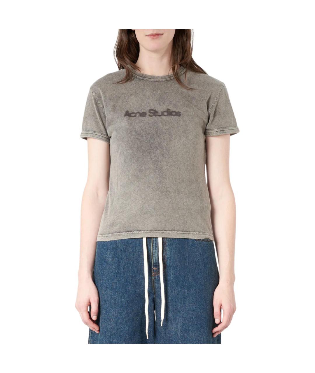 ACNE STUDIOS Серая хлопковая футболка, фото 2