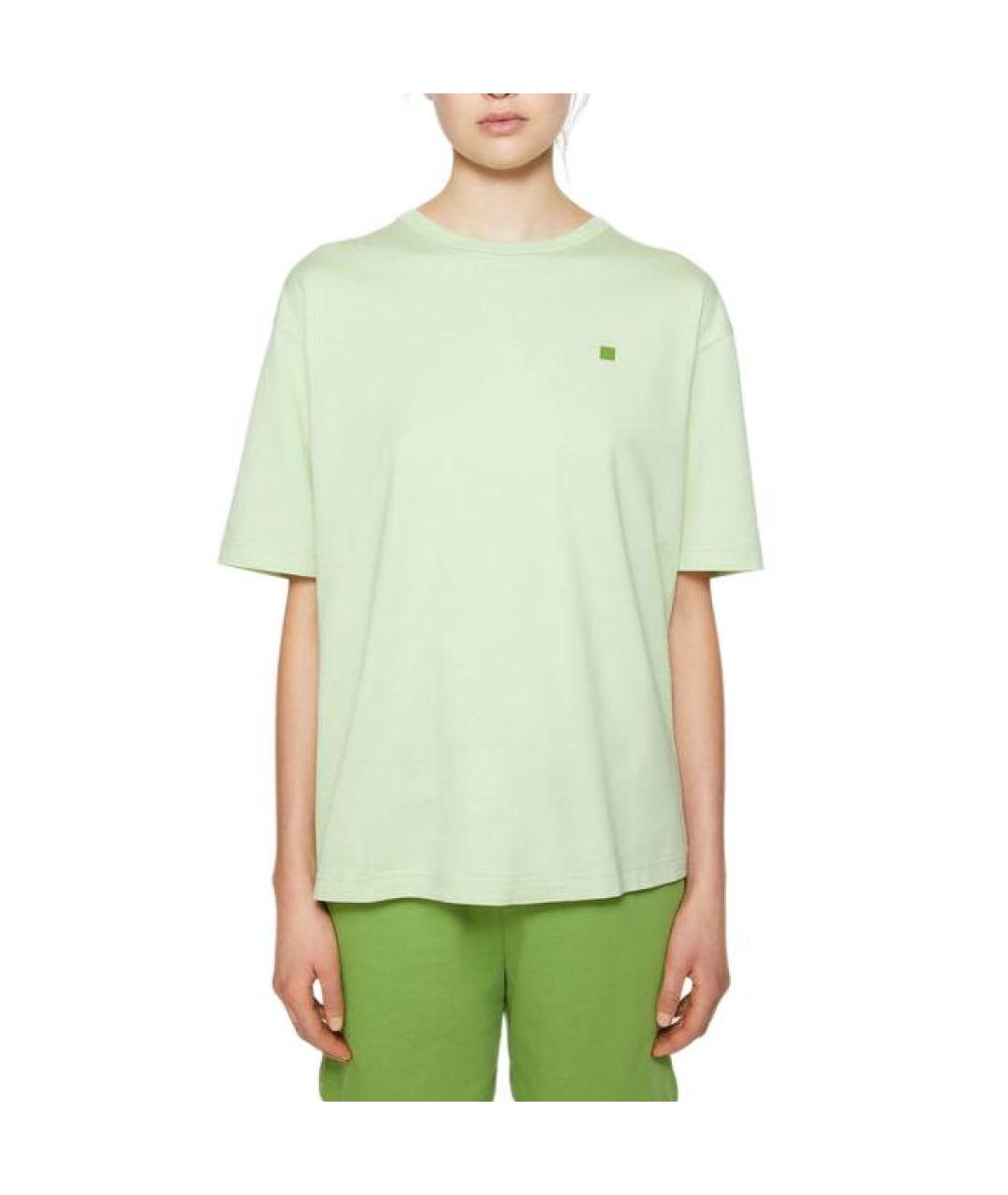 ACNE STUDIOS Салатовая хлопковая футболка, фото 2