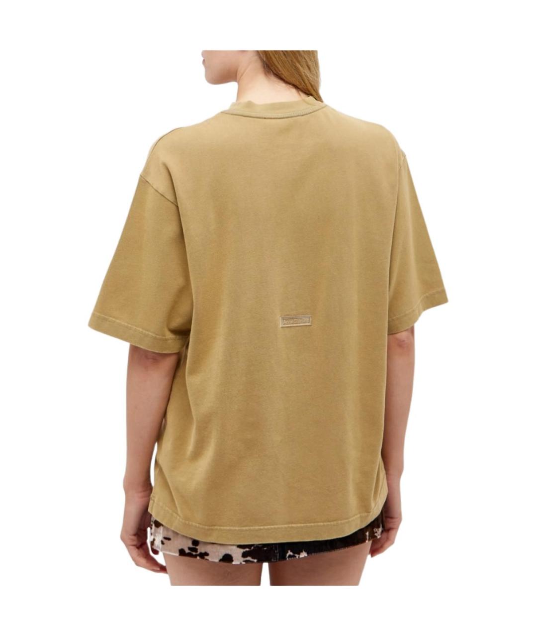 ACNE STUDIOS Коричневая хлопковая футболка, фото 5