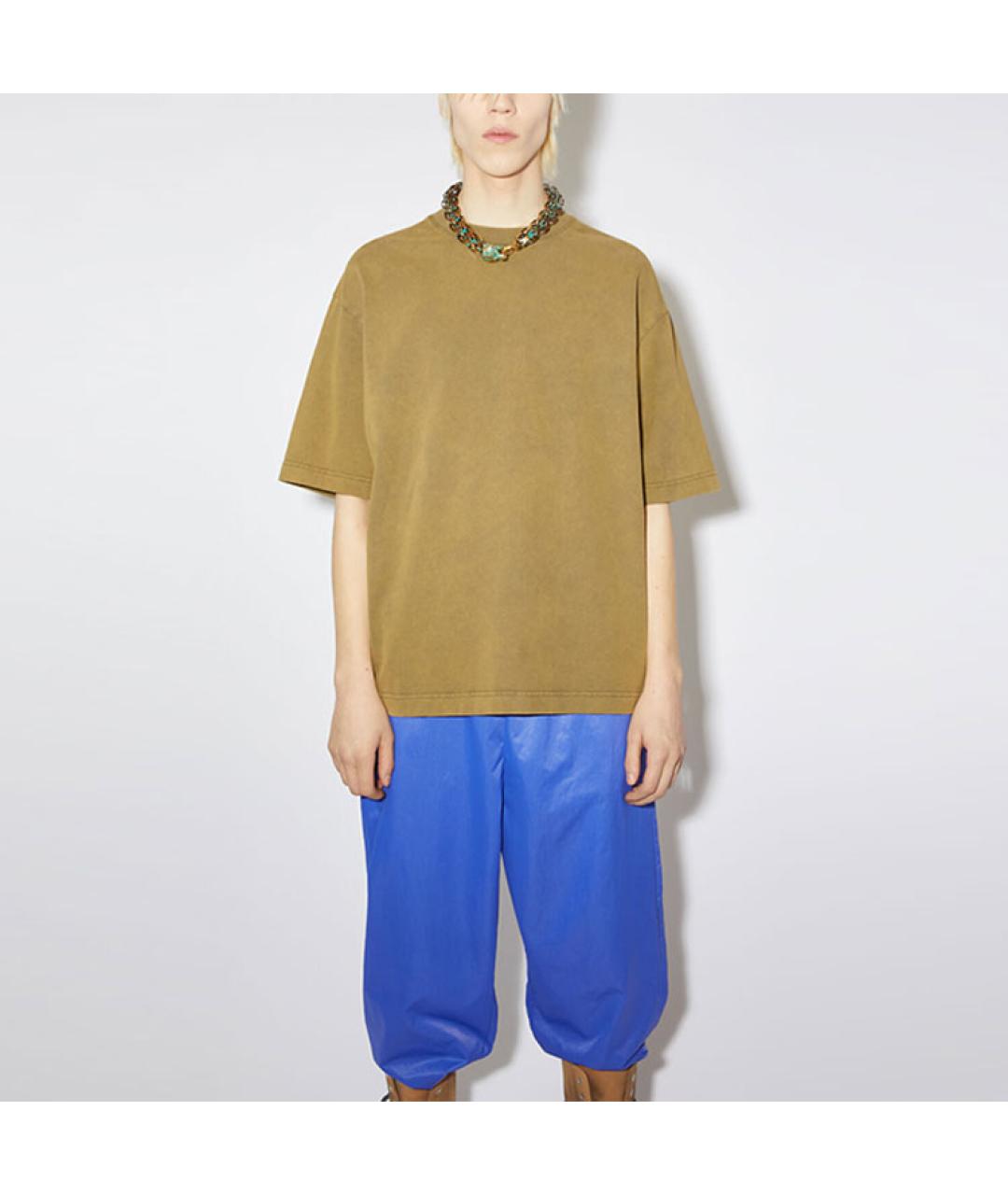 ACNE STUDIOS Коричневая хлопковая футболка, фото 2
