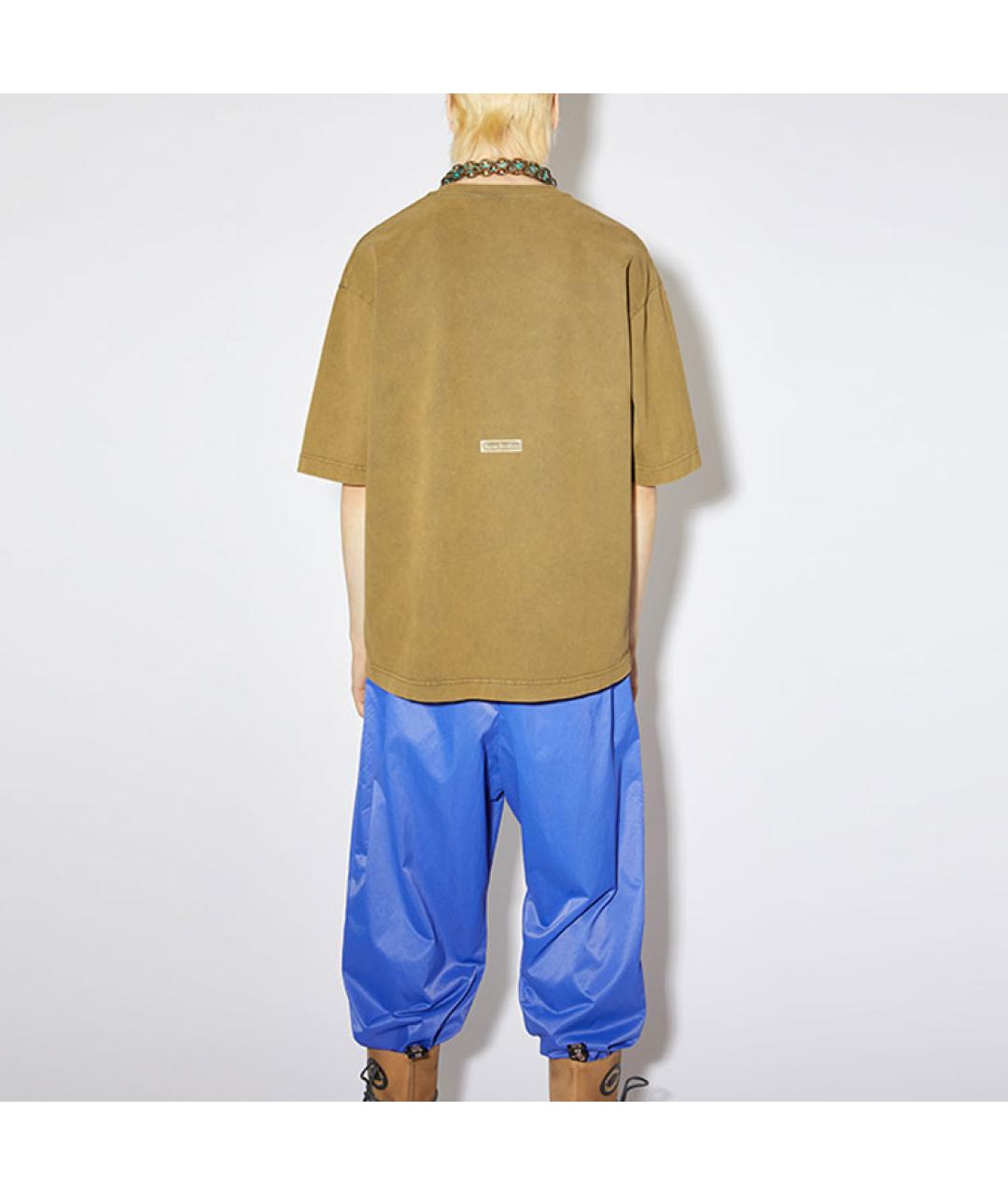 ACNE STUDIOS Коричневая хлопковая футболка, фото 3