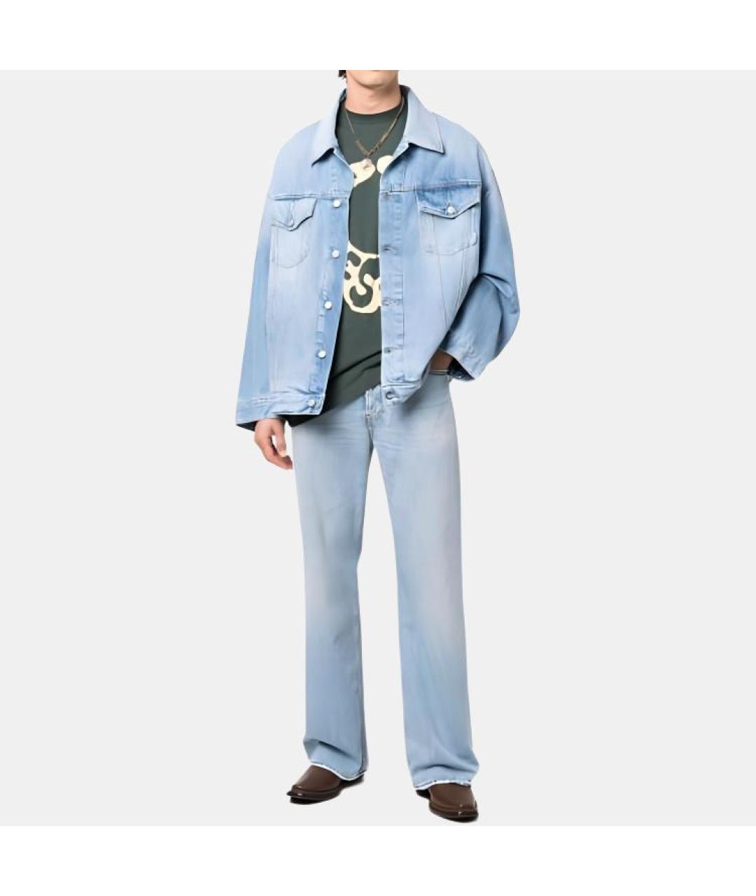 ACNE STUDIOS Голубые хлопковые прямые джинсы, фото 5