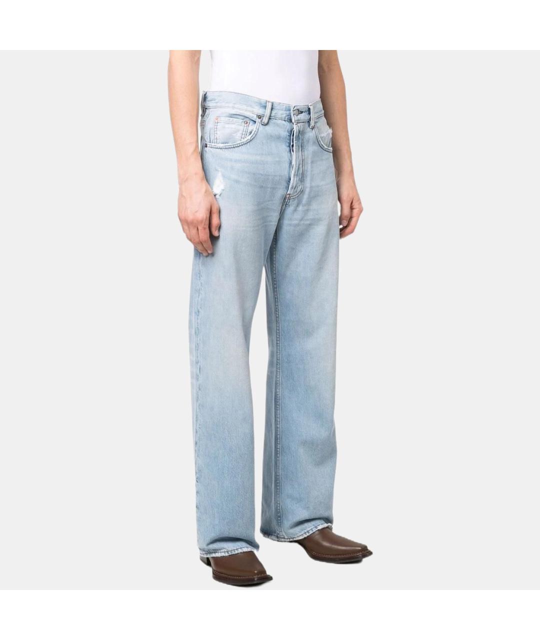 ACNE STUDIOS Голубые хлопковые прямые джинсы, фото 4