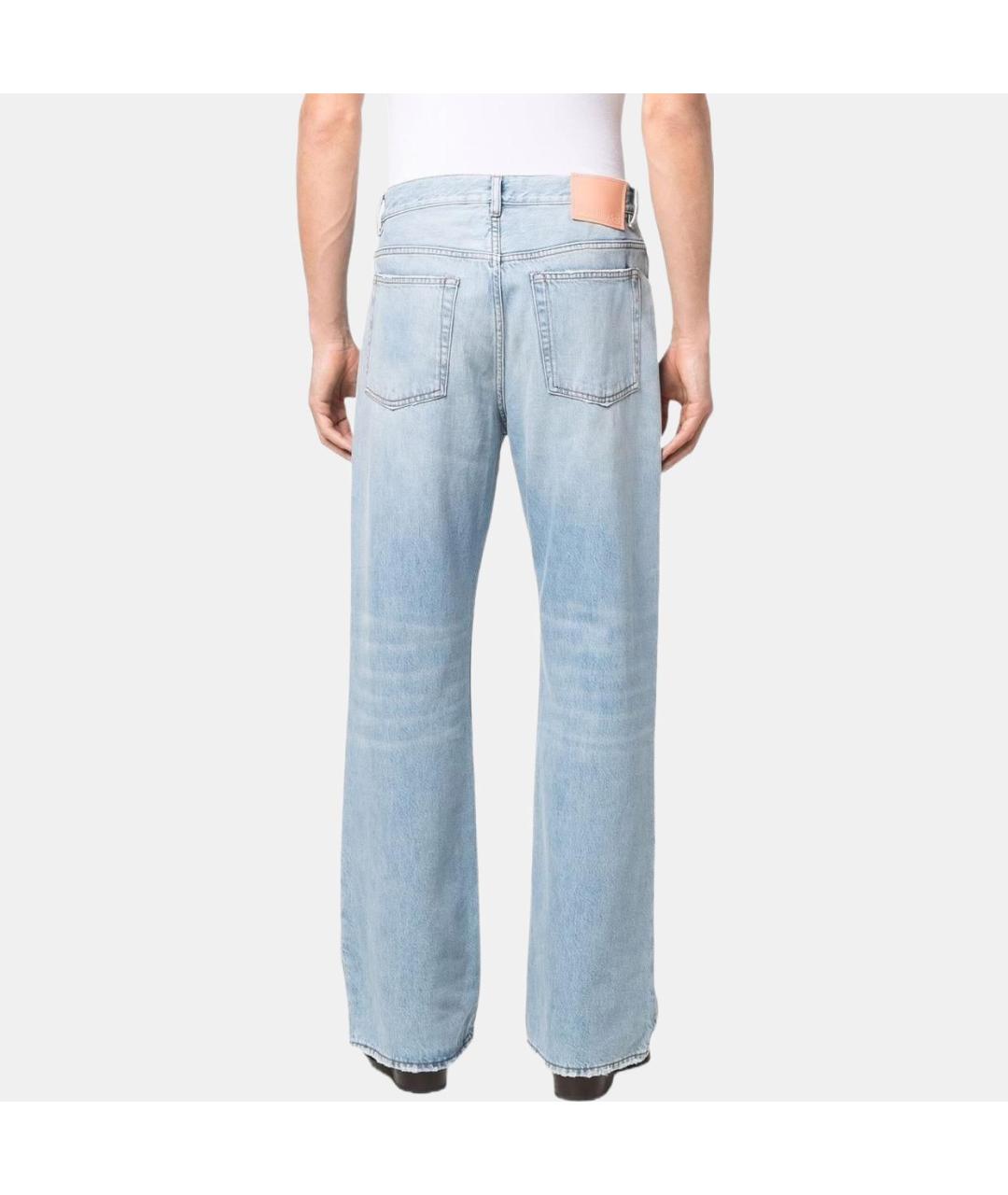 ACNE STUDIOS Голубые хлопковые прямые джинсы, фото 3