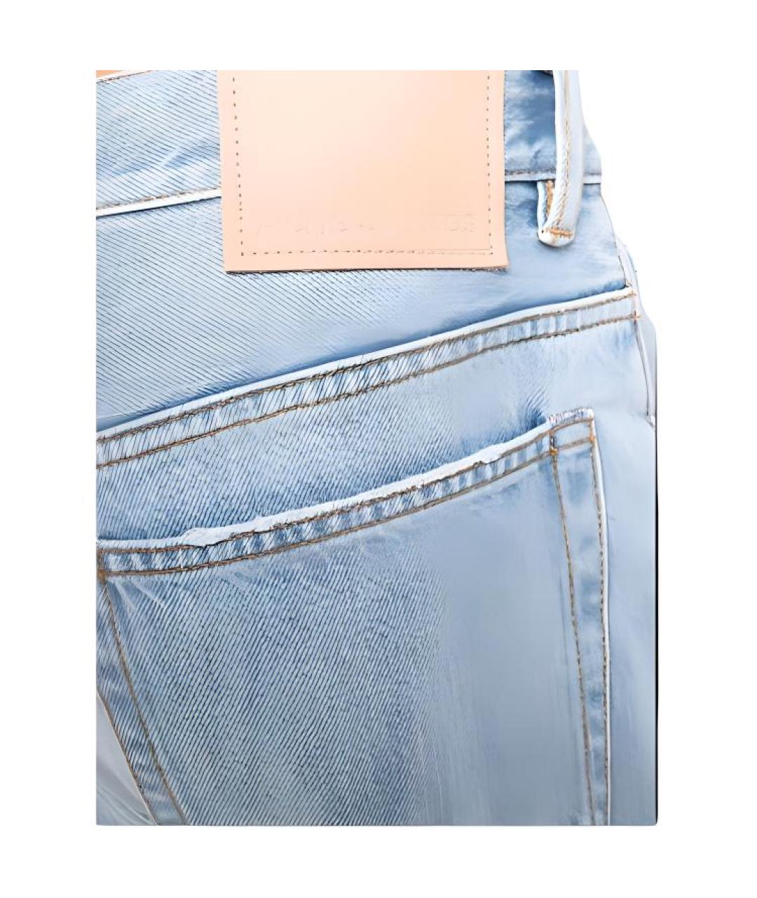 ACNE STUDIOS Голубые хлопковые прямые джинсы, фото 2