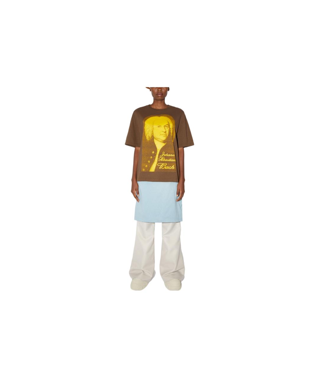 ACNE STUDIOS Коричневая хлопковая футболка, фото 3