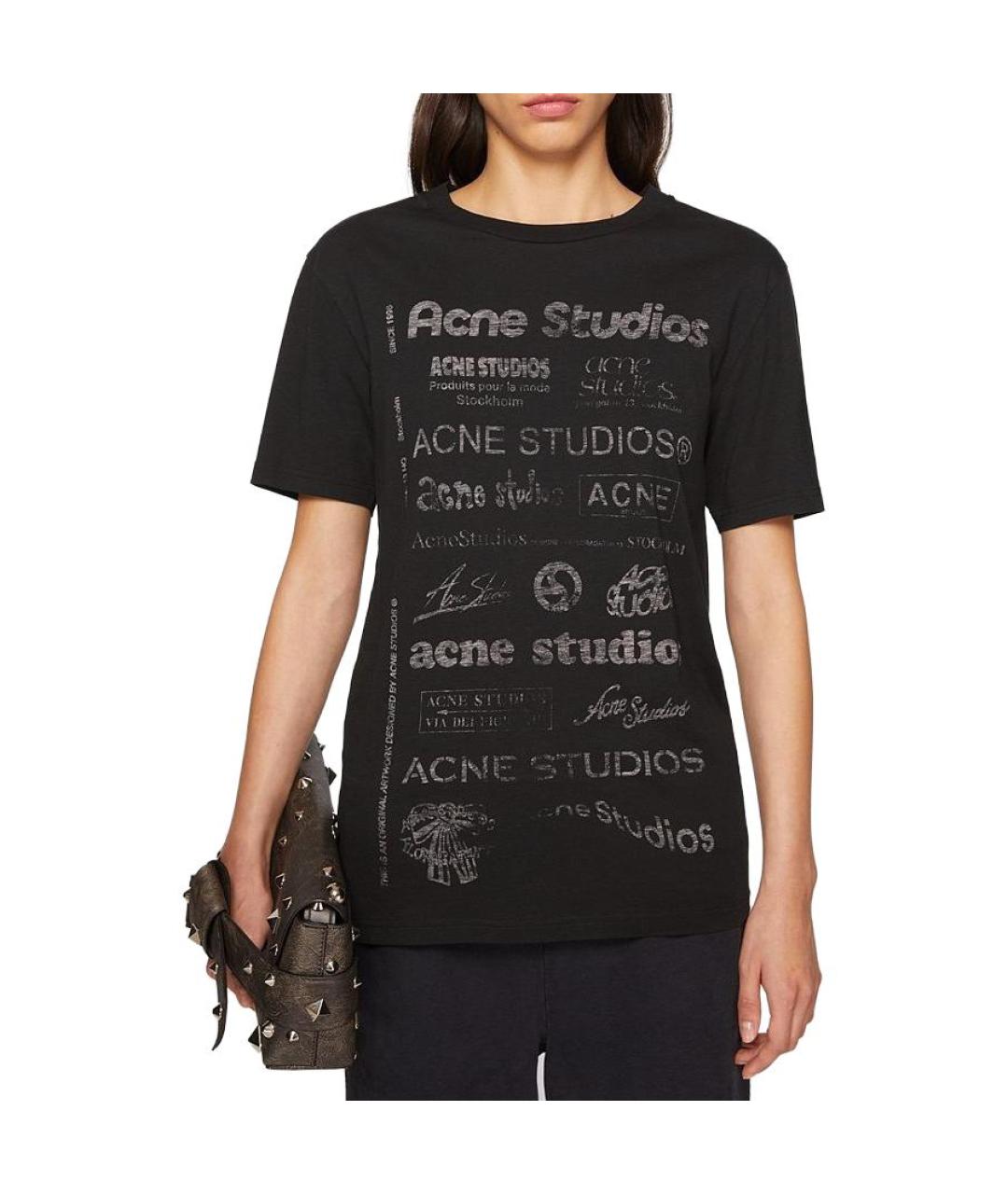 ACNE STUDIOS Черная хлопковая футболка, фото 3