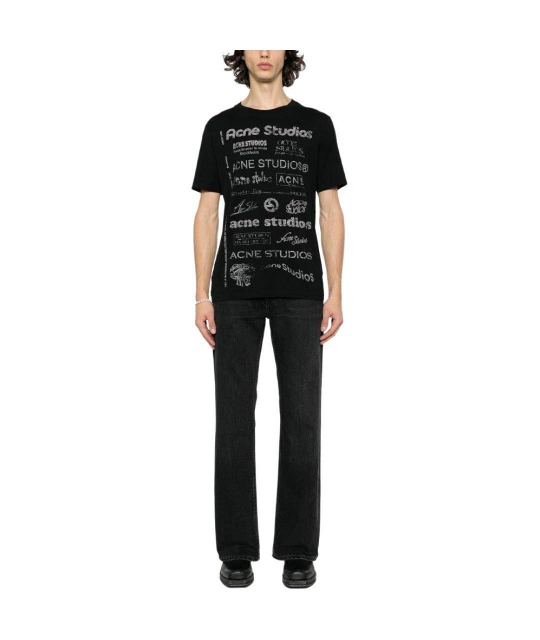 ACNE STUDIOS Черная хлопковая футболка, фото 2