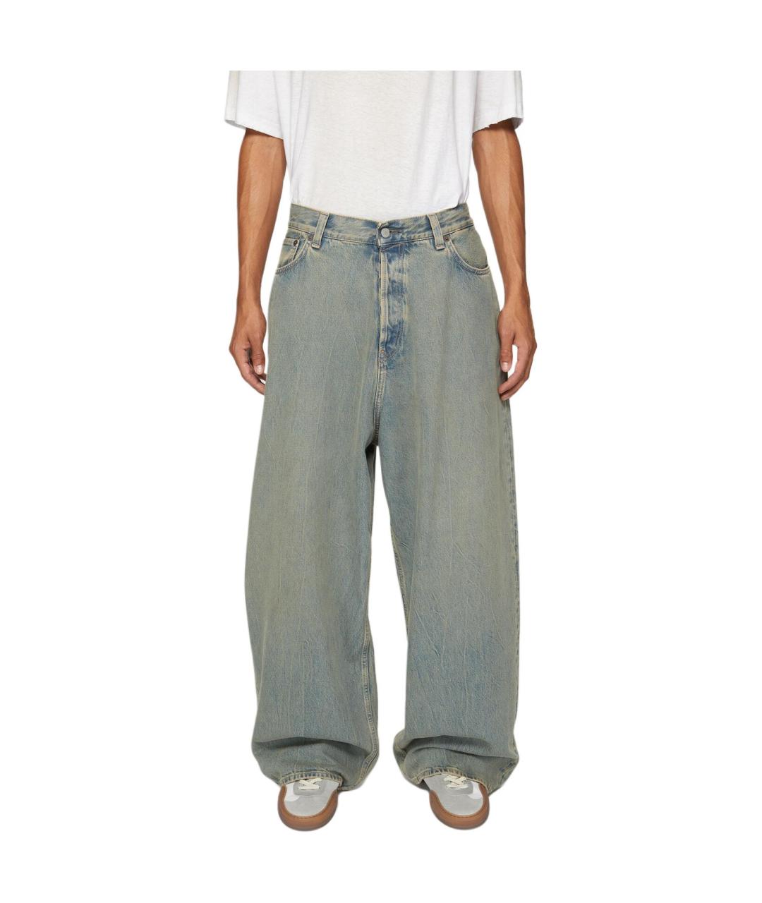 ACNE STUDIOS Голубые хлопковые прямые джинсы, фото 2