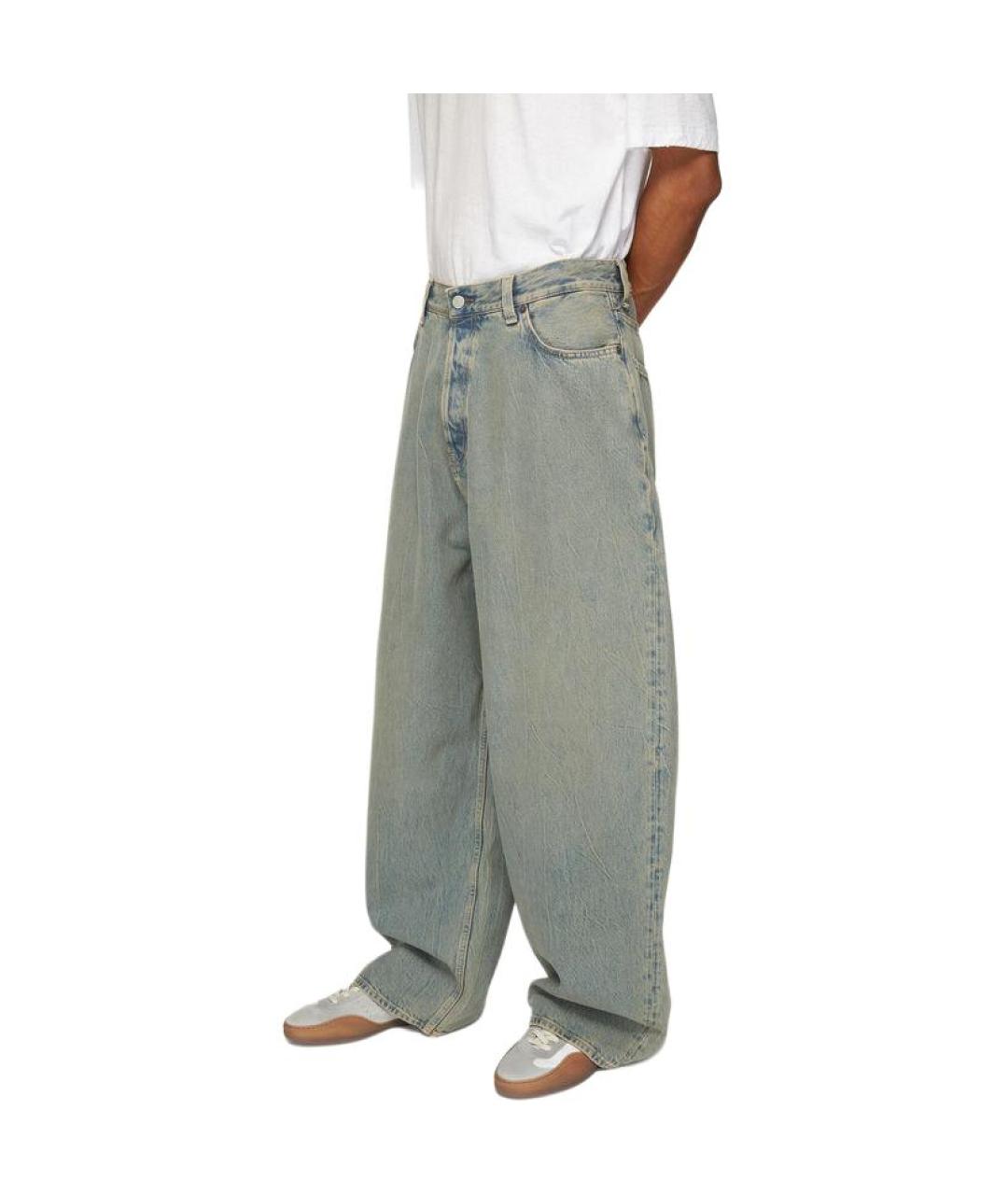 ACNE STUDIOS Голубые хлопковые прямые джинсы, фото 3