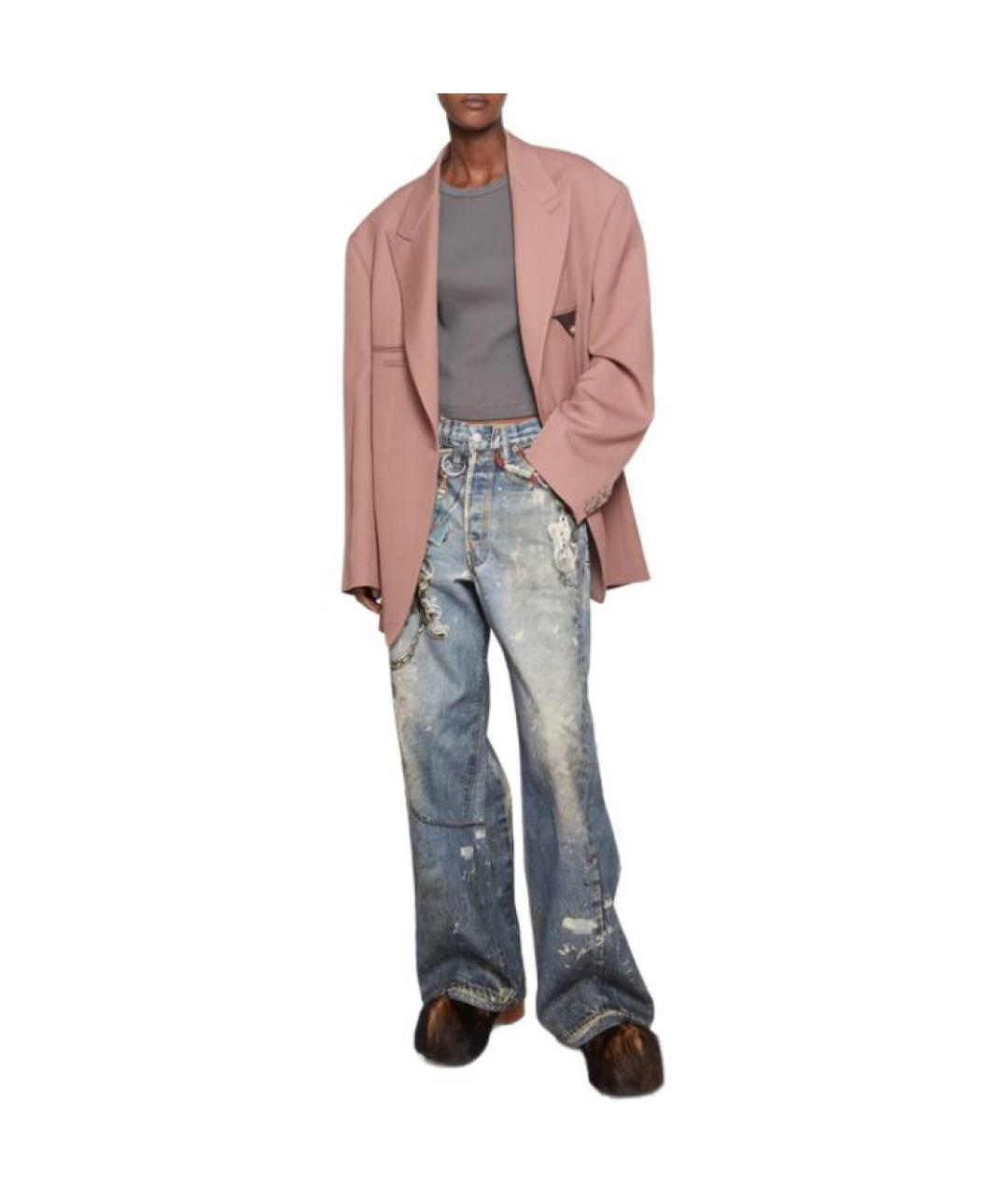 ACNE STUDIOS Синие хлопковые прямые джинсы, фото 3