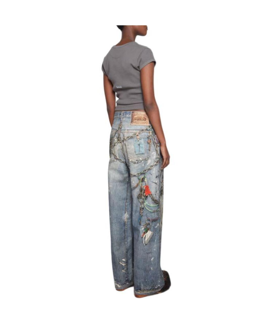 ACNE STUDIOS Синие хлопковые прямые джинсы, фото 4