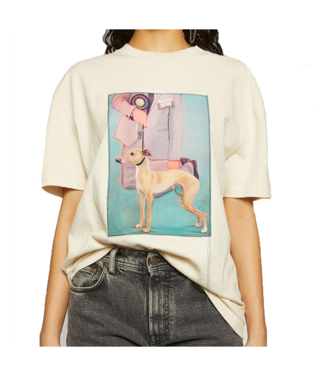 ACNE STUDIOS Бежевая хлопковая футболка, фото 2