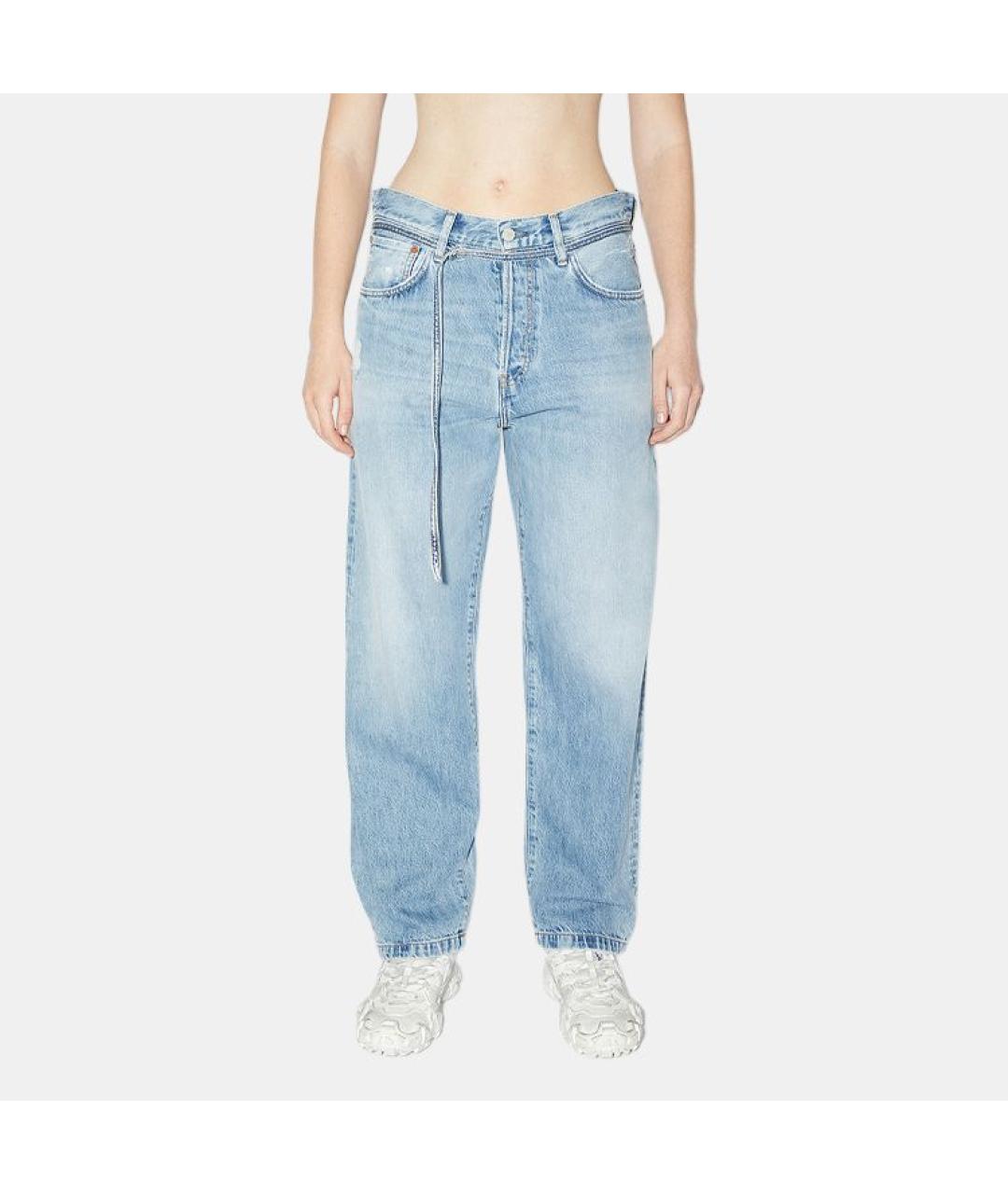 ACNE STUDIOS Голубые хлопковые прямые джинсы, фото 3