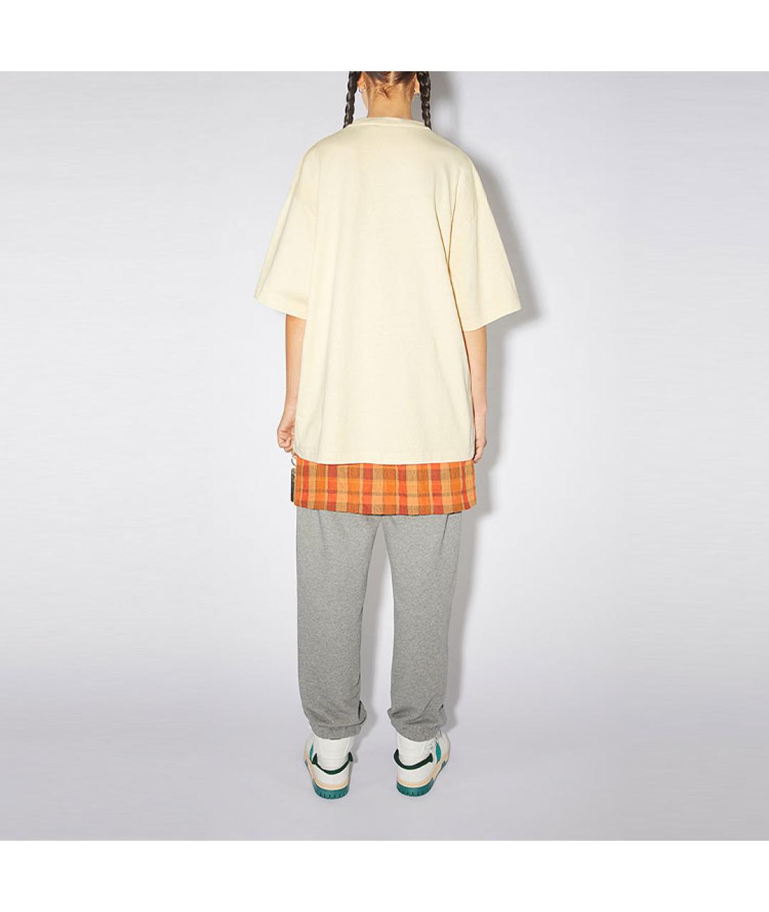 ACNE STUDIOS Бежевая хлопковая футболка, фото 4