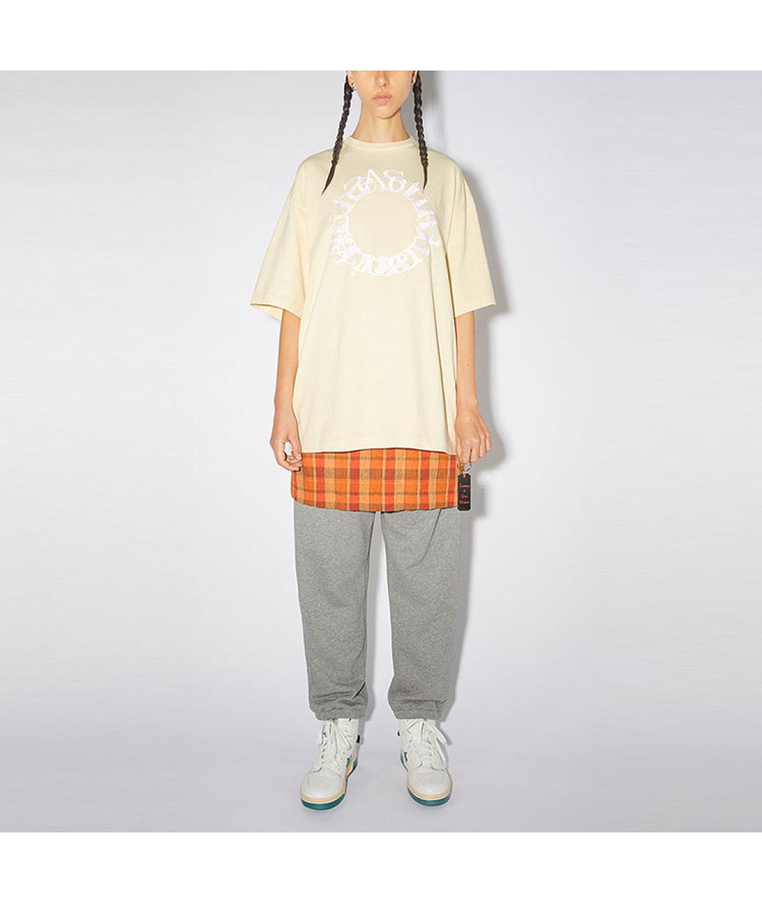 ACNE STUDIOS Бежевая хлопковая футболка, фото 2