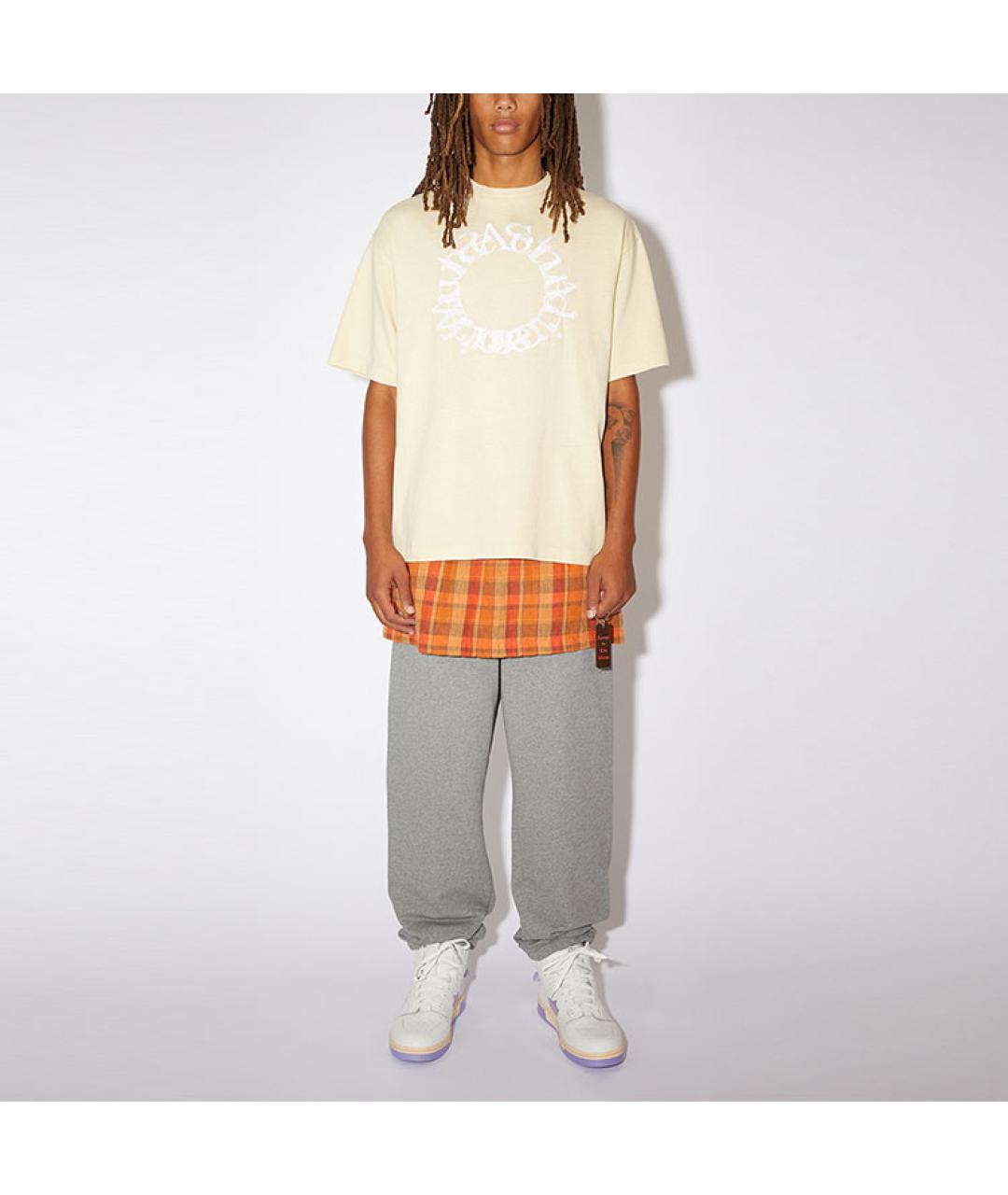ACNE STUDIOS Бежевая хлопковая футболка, фото 3