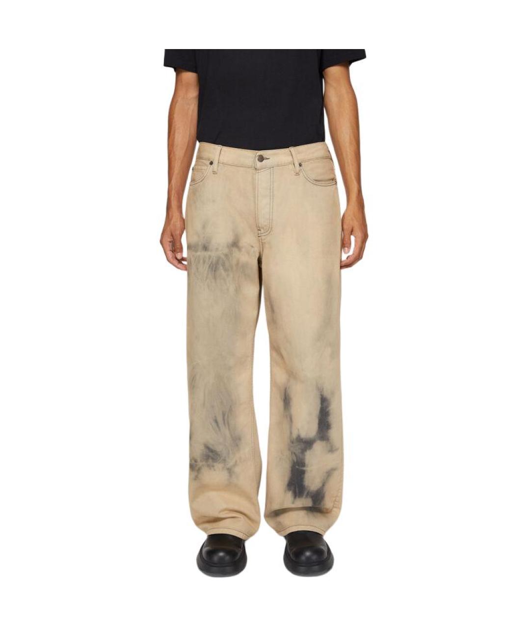 ACNE STUDIOS Бежевые хлопковые прямые джинсы, фото 2